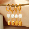 Light Luxury Niche Ear Buckle Simple Pearl Earrings 316L Stainless Steel Electroplating Women's