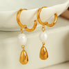Light Luxury Niche Ear Buckle Simple Pearl Earrings 316L Stainless Steel Electroplating Women's