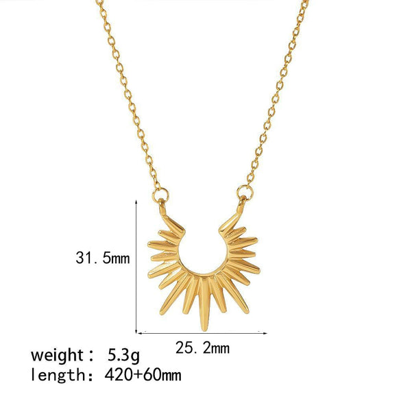 Light Luxury Niche Fashion Stainless Steel Geometric Earrings With Sun Light Pendant And Electroplating Treatment