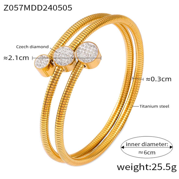 Light Luxury Niche Geometric Multilayer 316L Stainless Steel Electroplated Bracelet With Diamond Design