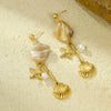 Light Luxury Ocean Style Stainless Steel Earrings With Shell Starfish Pendant And Tassel Pearl For Women Electroplating Treatment
