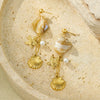 Light Luxury Ocean Style Stainless Steel Earrings With Shell Starfish Pendant And Tassel Pearl For Women Electroplating Treatment