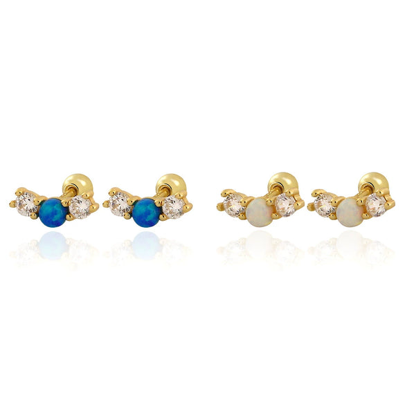 Light Luxury Opal Earrings 925 Silver Geometric Electroplated For Women