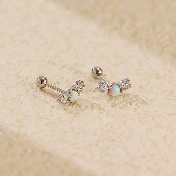 Light Luxury Opal Earrings 925 Silver Geometric Electroplated For Women