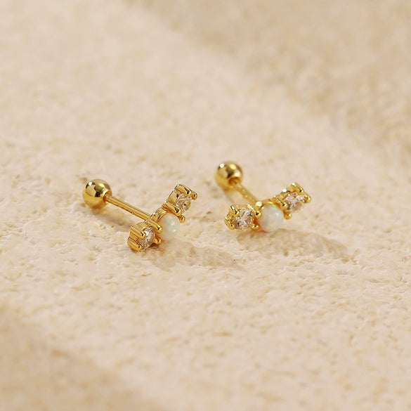 Light Luxury Opal Earrings 925 Silver Geometric Electroplated For Women
