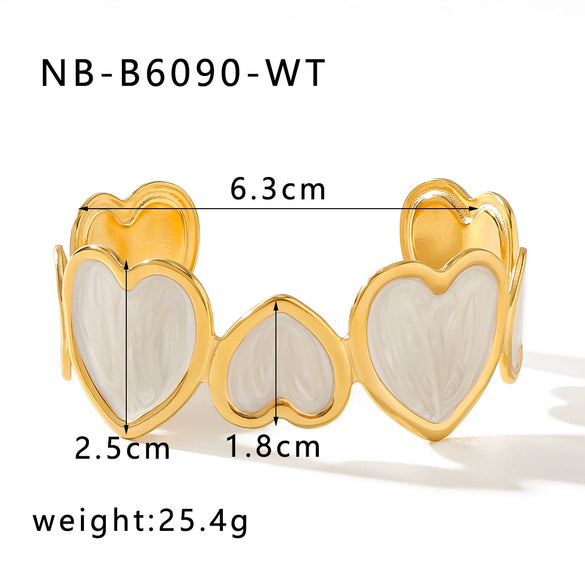 Light Luxury Open Color Love Shaped Oil Titanium Steel And Stainless Steel Electroplated Bracelet