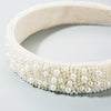 Light Luxury Pearl Headband For Women Handmade Vintage Wide Brim Hair Accessory Bride Headwear