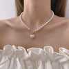 Light Luxury Pearl Heart Necklace For Women With Trendy Niche Design And Pearl Chain
