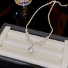 Light Luxury Pearl Necklace With Titanium Steel Pendant And Beads