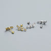 Light Luxury Puncture Stud Earrings 925 Silver Geometric Ins Style Electroplated For Women