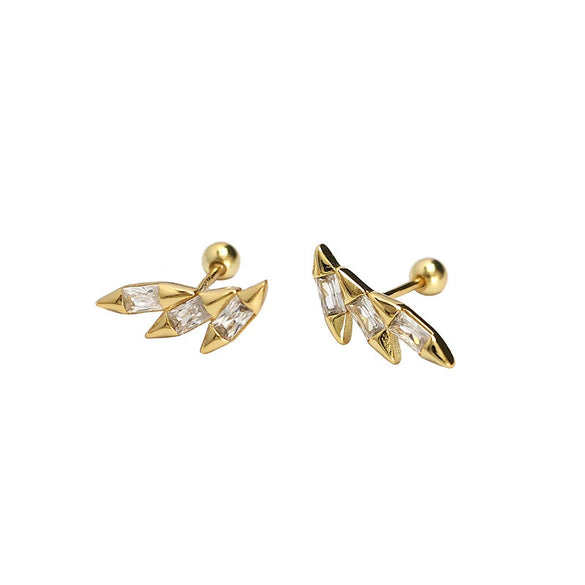Light Luxury Puncture Stud Earrings 925 Silver Geometric Ins Style Electroplated For Women