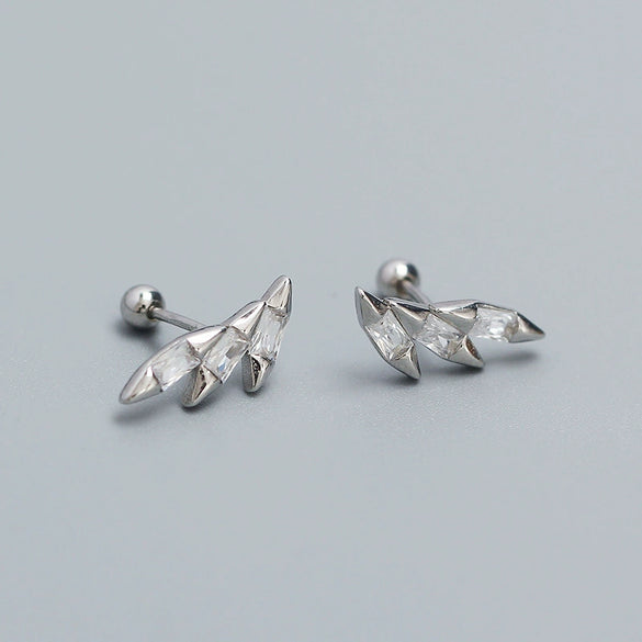 Light Luxury Puncture Stud Earrings 925 Silver Geometric Ins Style Electroplated For Women