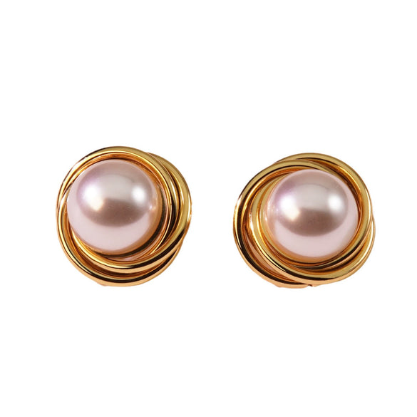 Light Luxury Retro Court Style Spiral Metal Round Bead Stainless Steel Women's Earrings With Polishing Geometric Design