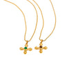 Light Luxury Retro Doublelayered Unisex Necklace With Goldplated Titanium Steel Cross And Tiger Eye Stone Pendant Featuring Geometric Stacking Style And Letter Number Text Patterns