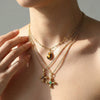 Light Luxury Retro Doublelayered Unisex Necklace With Goldplated Titanium Steel Cross And Tiger Eye Stone Pendant Featuring Geometric Stacking Style And Letter Number Text Patterns