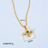 Light Luxury Retro Doublelayered Unisex Necklace With Goldplated Titanium Steel Cross And Tiger Eye Stone Pendant Featuring Geometric Stacking Style And Letter Number Text Patterns