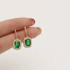 Light Luxury Retro Drop Shape Metal Earrings For Women With Electroplated Geometric Design And Green Accent