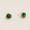 Light Luxury Retro Drop Shape Metal Earrings For Women With Electroplated Geometric Design And Green Accent
