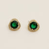 Light Luxury Retro Drop Shape Metal Earrings For Women With Electroplated Geometric Design And Green Accent