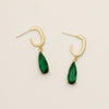 Light Luxury Retro Drop Shape Metal Earrings For Women With Electroplated Geometric Design And Green Accent
