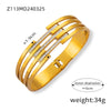 Light Luxury Retro Fashion 316L Stainless Steel Gold Plated Diamond Enamel Glaze Hollow Bracelet Jewelry