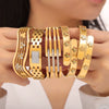 Light Luxury Retro Fashion 316L Stainless Steel Gold Plated Diamond Enamel Glaze Hollow Bracelet Jewelry