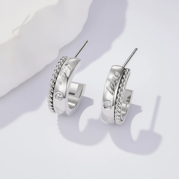 Light Luxury Retro Geometric Cshaped Vacuum Plated Stainless Steel Earrings For Women