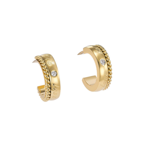 Light Luxury Retro Geometric Cshaped Vacuum Plated Stainless Steel Earrings For Women