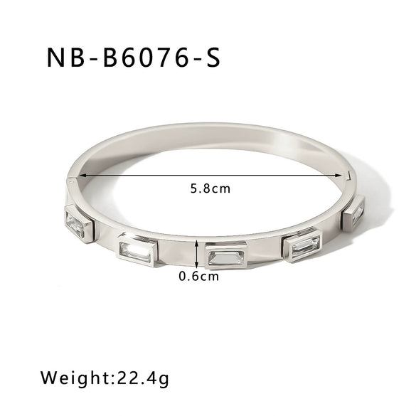 Light Luxury Retro Ins Style Stainless Steel 18K Gold Plated Inlaid Zircon Bracelet For Women