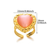 Light Luxury Retro Stainless Steel Heart Pendant Ring Electroplated Vintage Wave Style