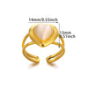 Light Luxury Retro Stainless Steel Heart Pendant Ring Electroplated Vintage Wave Style