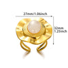 Light Luxury Retro Stainless Steel Heart Pendant Ring Electroplated Vintage Wave Style
