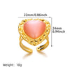 Light Luxury Retro Stainless Steel Heart Pendant Ring Electroplated Vintage Wave Style