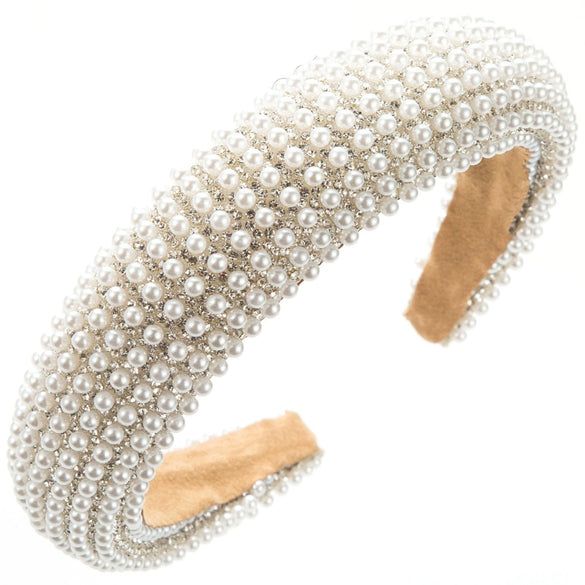 Light Luxury Rhinestone Pearl Headband Alloy Diamond Headwear For Women