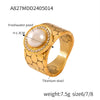 Light Luxury Ring With Freshwater Pearl 316L Stainless Steel Gold Plated Inlay Geometric Heart Design