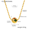 Light Luxury Round Ball Inlaid Colorful Zircon Beads Collarbone Necklace Stainless Steel Geometric Electroplated Jewelry