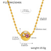 Light Luxury Round Ball Inlaid Colorful Zircon Beads Collarbone Necklace Stainless Steel Geometric Electroplated Jewelry