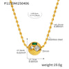 Light Luxury Round Ball Inlaid Colorful Zircon Beads Collarbone Necklace Stainless Steel Geometric Electroplated Jewelry