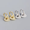 Light Luxury S925 Silver Geometric Heartshaped Diamondembedded Earring Buckle Jewelry For Women With Electroplating