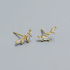 Light Luxury S925 Silver Ins Leaves Olive Branch Zircon Electroplated Earrings