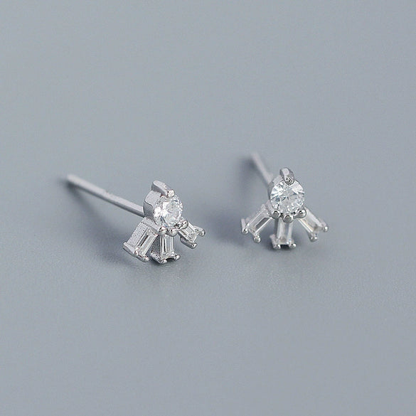Light Luxury S925 Silver Square Zircon Earrings With Stacked Ladder Design And Electroplating
