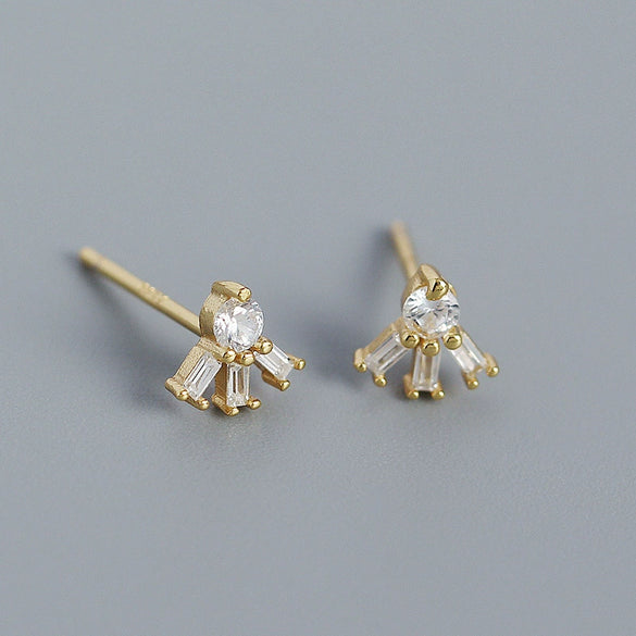 Light Luxury S925 Silver Square Zircon Earrings With Stacked Ladder Design And Electroplating