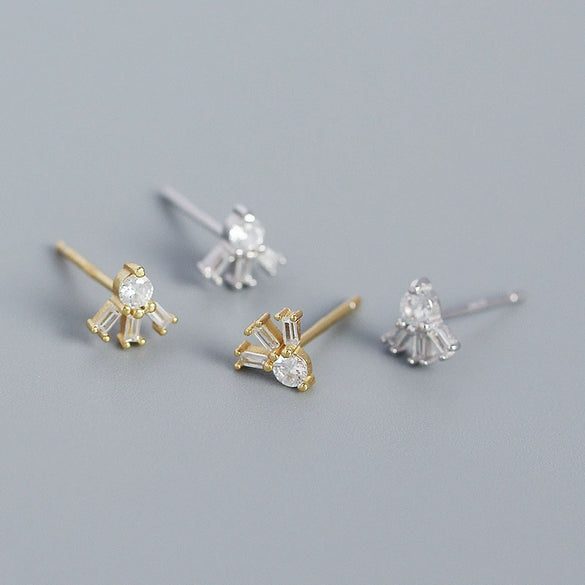 Light Luxury S925 Silver Square Zircon Earrings With Stacked Ladder Design And Electroplating
