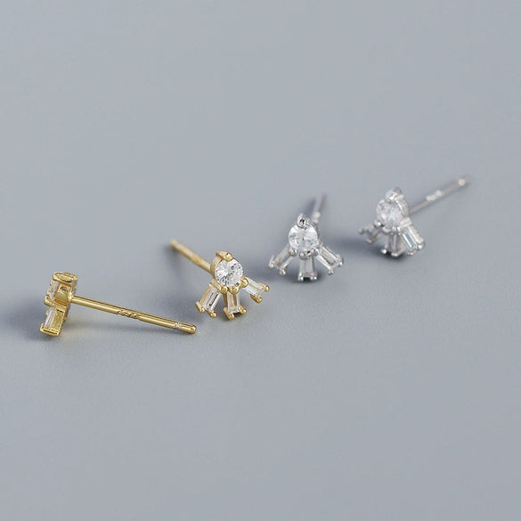 Light Luxury S925 Silver Square Zircon Earrings With Stacked Ladder Design And Electroplating