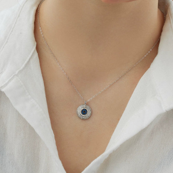 Light Luxury S925 Sterling Silver Disc Necklace For Women With Geometric Design And Electroplating Treatment