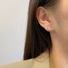 Light Luxury S925 Sterling Silver Earrings With Zircon Inlaid Geometric Design For Women