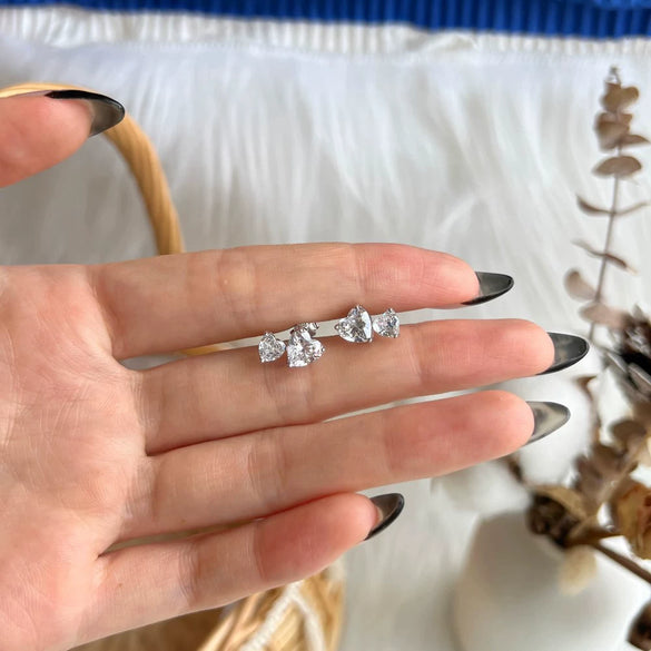 Light Luxury S925 Sterling Silver Earrings With Zircon Inlaid Geometric Design For Women