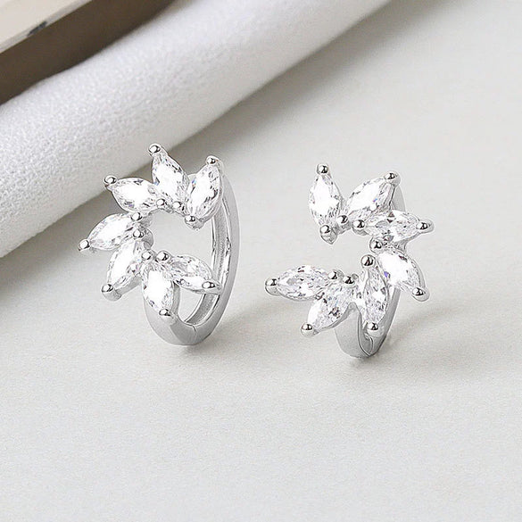 Light Luxury S925 Sterling Silver Flower Earrings With Marquise Zircon Inlay For Women
