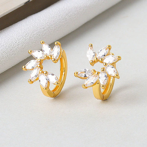 Light Luxury S925 Sterling Silver Flower Earrings With Marquise Zircon Inlay For Women