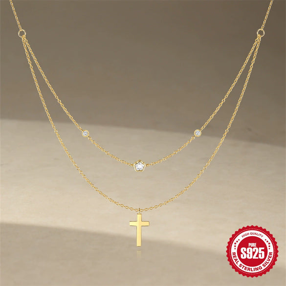 Light Luxury S925 Sterling Silver Fourleaf Clover Oval Shape Exquisite Adjustable Elegant Collarbone Necklace For Women With Zirconia Design